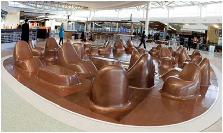 These coppertop seats are just yet another visual addition to the always expanding airport.